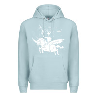 Blue Mist alien riding unicorn  cool ufo cowboy Premium Hoodie - artisFamous
