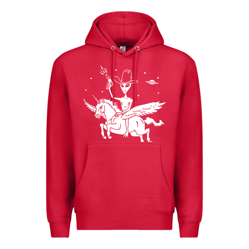 Alien Riding Unicorn  Cool Ufo Cowboy Premium Hoodie by artisFamous | Teevron