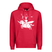 Cardinal alien riding unicorn  cool ufo cowboy Premium Hoodie - artisFamous