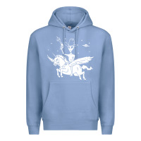 Colony Blue alien riding unicorn  cool ufo cowboy Premium Hoodie - artisFamous