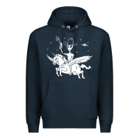Navy alien riding unicorn  cool ufo cowboy Premium Hoodie - artisFamous
