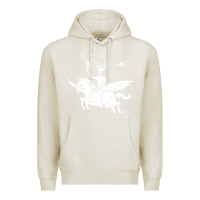 Oatmeal Heather alien riding unicorn  cool ufo cowboy Premium Hoodie - artisFamous