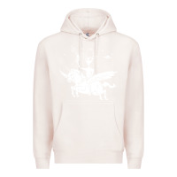 Pale Pink alien riding unicorn  cool ufo cowboy Premium Hoodie - artisFamous