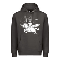 Smoke alien riding unicorn  cool ufo cowboy Premium Hoodie - artisFamous
