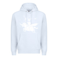 White alien riding unicorn  cool ufo cowboy Premium Hoodie - artisFamous