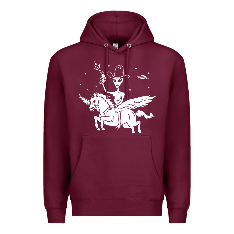 Alien Riding Unicorn  Cool Ufo Cowboy Premium Hoodie by artisFamous | Teevron