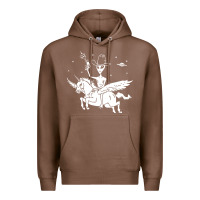 Chestnut alien riding unicorn  cool ufo cowboy Premium Hoodie - artisFamous
