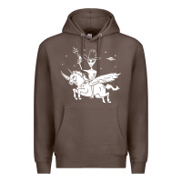 Coffee alien riding unicorn  cool ufo cowboy Premium Hoodie - artisFamous