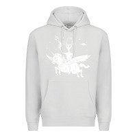 Dove Grey alien riding unicorn  cool ufo cowboy Premium Hoodie - artisFamous