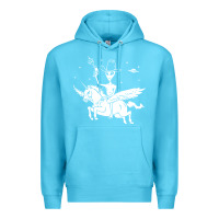 Ocean Blue alien riding unicorn  cool ufo cowboy Premium Hoodie - artisFamous
