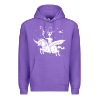 Purple alien riding unicorn  cool ufo cowboy Premium Hoodie - artisFamous
