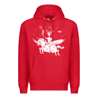 Red alien riding unicorn  cool ufo cowboy Premium Hoodie - artisFamous