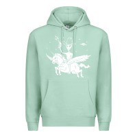 Seafoam alien riding unicorn  cool ufo cowboy Premium Hoodie - artisFamous