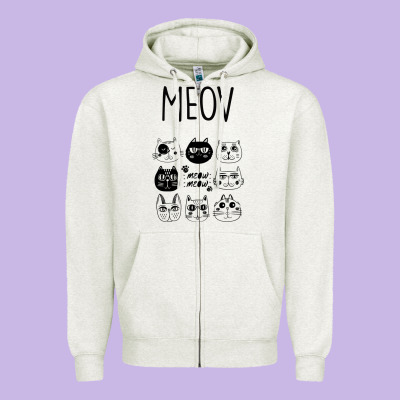 Meow Zipper Hoodie Designed By Bettercallsaul
