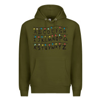 Army Green Stranger Lights Alphabet Premium Hoodie - artisFamous