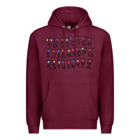Burgundy Stranger Lights Alphabet Premium Hoodie - artisFamous