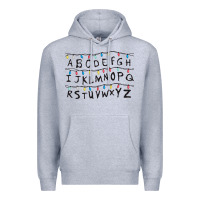 Heather Grey Stranger Lights Alphabet Premium Hoodie - artisFamous