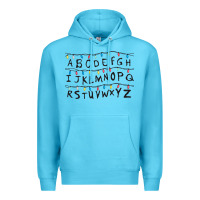 Ocean Blue Stranger Lights Alphabet Premium Hoodie - artisFamous