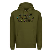 Army Green stranger alphabets funny Premium Hoodie - artisFamous