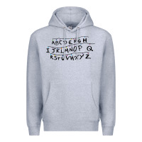 Heather Grey stranger alphabets funny Premium Hoodie - artisFamous