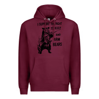 Burgundy bear arms 2nd amendment funny hunting Premium Hoodie - artisFamous