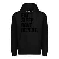 Black eat sleep rave repeat Premium Hoodie - artisFamous
