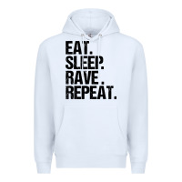 White eat sleep rave repeat Premium Hoodie - artisFamous