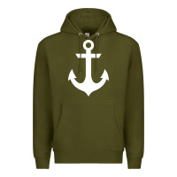 Army Green preppy nautical anchor Premium Hoodie - artisFamous