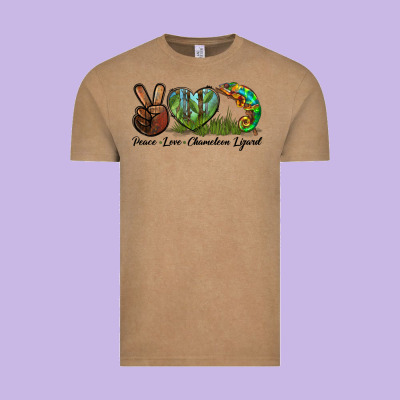 Peace Love Chameleon Lizard Vintage Tee Designed By Lillyallendesigns
