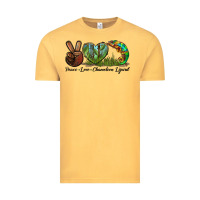 Vintage Mustard Peace Love Chameleon Lizard Vintage Tee - LillyAllenDesigns