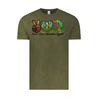 Vintage Olive Peace Love Chameleon Lizard Vintage Tee - LillyAllenDesigns