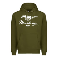 Army Green mustang pony script Premium Hoodie - artisFamous