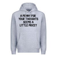 Heather Grey funny, penny for your thoughts Premium Hoodie - artisFamous