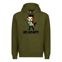 Army Green hey, ass butt Premium Hoodie - artisFamous