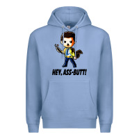 Colony Blue hey, ass butt Premium Hoodie - artisFamous