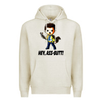 Oatmeal Heather hey, ass butt Premium Hoodie - artisFamous