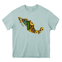 Arona Guerrero Mexico Serape Cactus Sunflower Map Heavy Core Tee - RanaPortraitStore