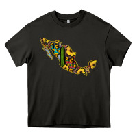 Asphalt Guerrero Mexico Serape Cactus Sunflower Map Heavy Core Tee - RanaPortraitStore