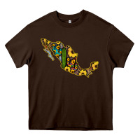 Chocolate Brown Guerrero Mexico Serape Cactus Sunflower Map Heavy Core Tee - RanaPortraitStore