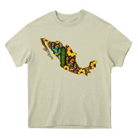 Mossy Guerrero Mexico Serape Cactus Sunflower Map Heavy Core Tee - RanaPortraitStore