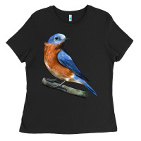 Black Eastern Bluebird Ladies Tee - LillyAllenDesigns