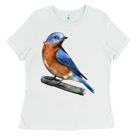 White Eastern Bluebird Ladies Tee - LillyAllenDesigns