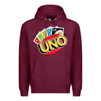 Burgundy uno funny game Premium Hoodie - artisFamous