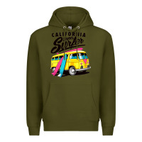 Army Green california super surf Premium Hoodie - artisFamous