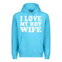 Ocean Blue i love my hot wife Premium Hoodie - artisFamous