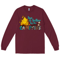 Burgundy life is better by the campfire Long Sleeve Tee - Artiststas