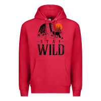 Cardinal stay wild illustration with mountain Premium Hoodie - artisFamous