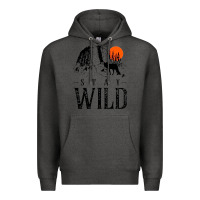 Charcoal Heather stay wild illustration with mountain Premium Hoodie - artisFamous