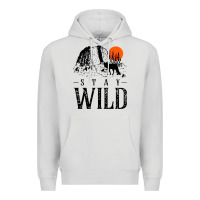 Dove Grey stay wild illustration with mountain Premium Hoodie - artisFamous