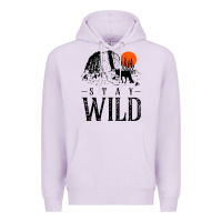Lilac stay wild illustration with mountain Premium Hoodie - artisFamous